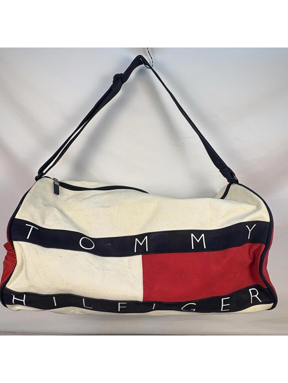 Vintage Tommy Hilfiger Duffle Bag Spell Out Large Streetstyle 90s Y2K 24x12x12"